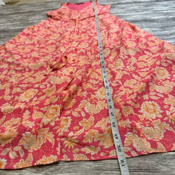 French Connection Women's Cossette Vero Crepe Midi Dress 6 Pink Orange White - Picture 13 of 15